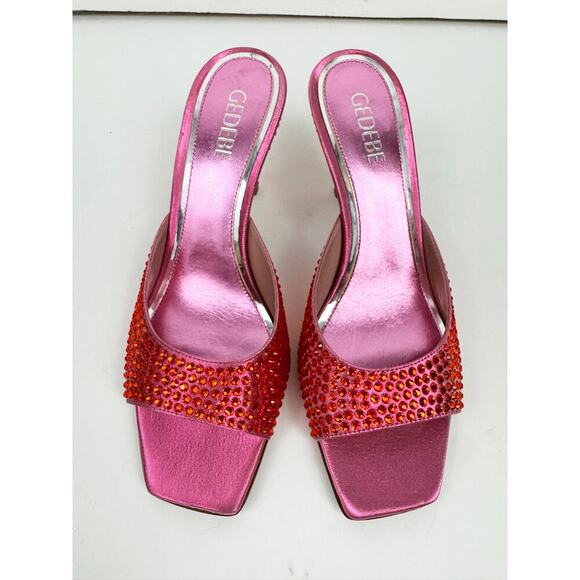GEDEBE DITA 75 PINK CRYSTAL MULES - Picture 6 of 8